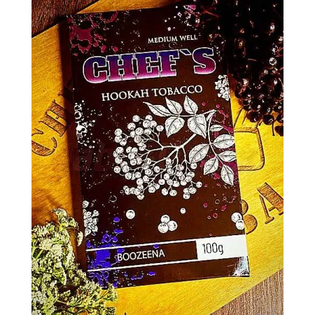 Табак для кальяна Chefs Boozeena (Чевс Бузина) 40 грамм Вкус 🍇 Черника, 🌿 Бузина, 🍦 Ваниль